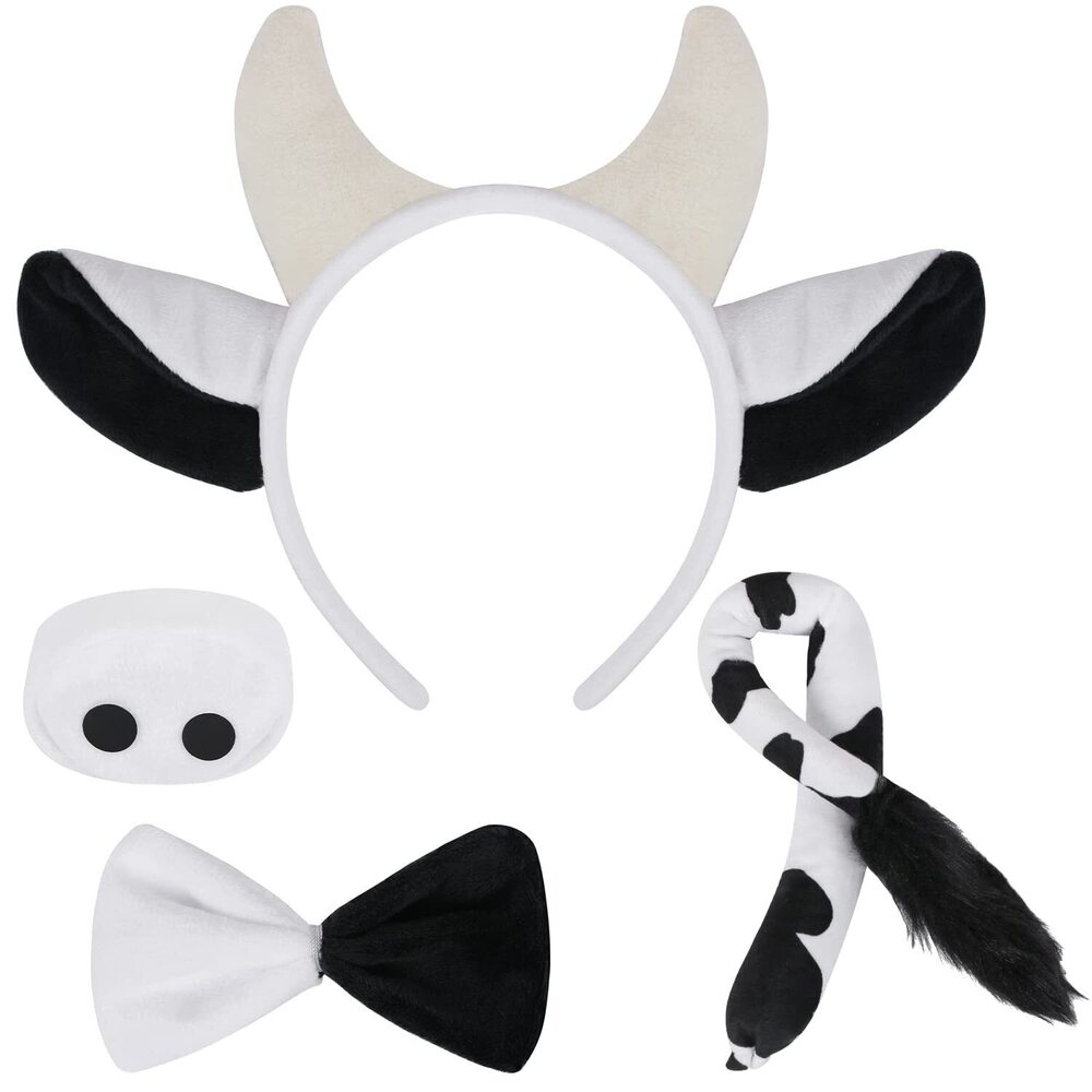 9793 Cow Costume Set With Ears Headband, Tail, Nose, Bowtie